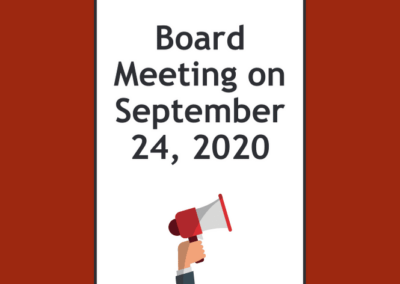 Board Meeting Scheduled for September 24 2020