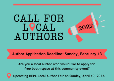 Call for Local Authors: HEPL’s Local Author Fair Returns in 2022