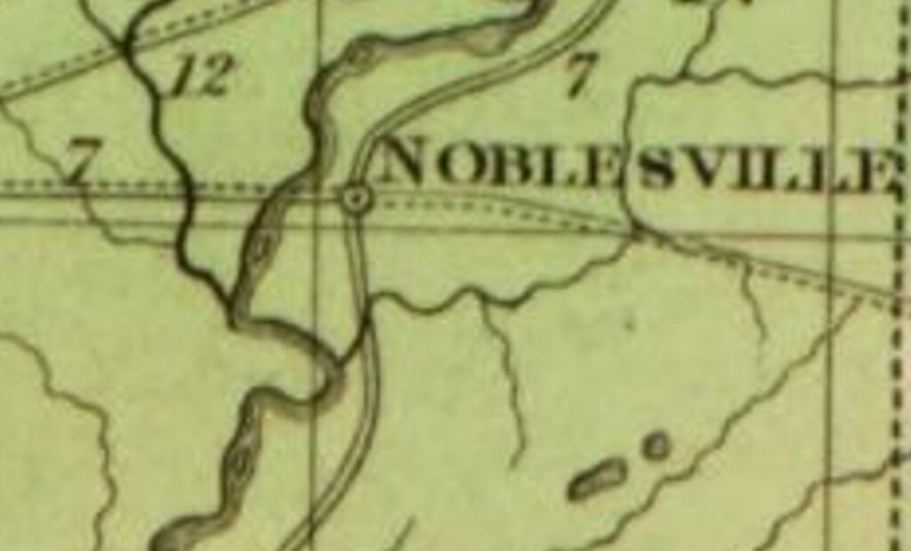 Detail of 1839 map of Indiana showing Noblesville and Horseshoe Prairie