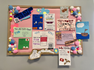 Brightly decorated bulletin board