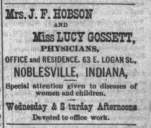 Newspaper announcement of doctor services from 1886