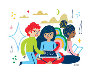 friends reading illustration