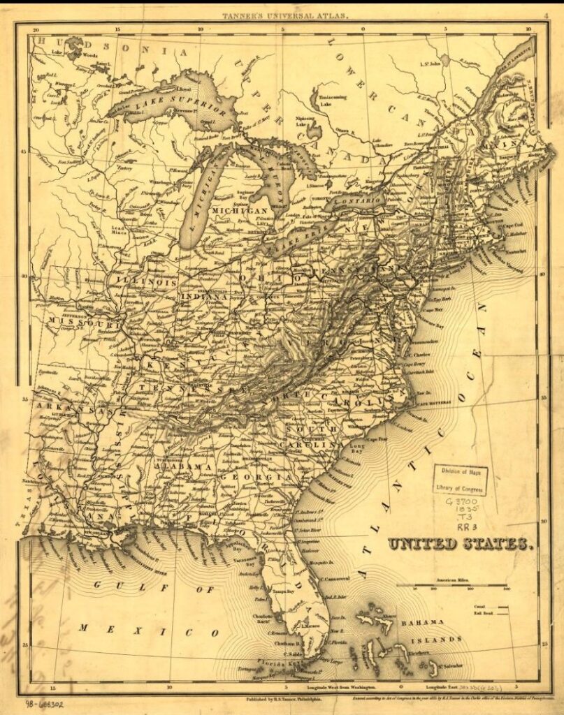 1835 US map from Library of Congress