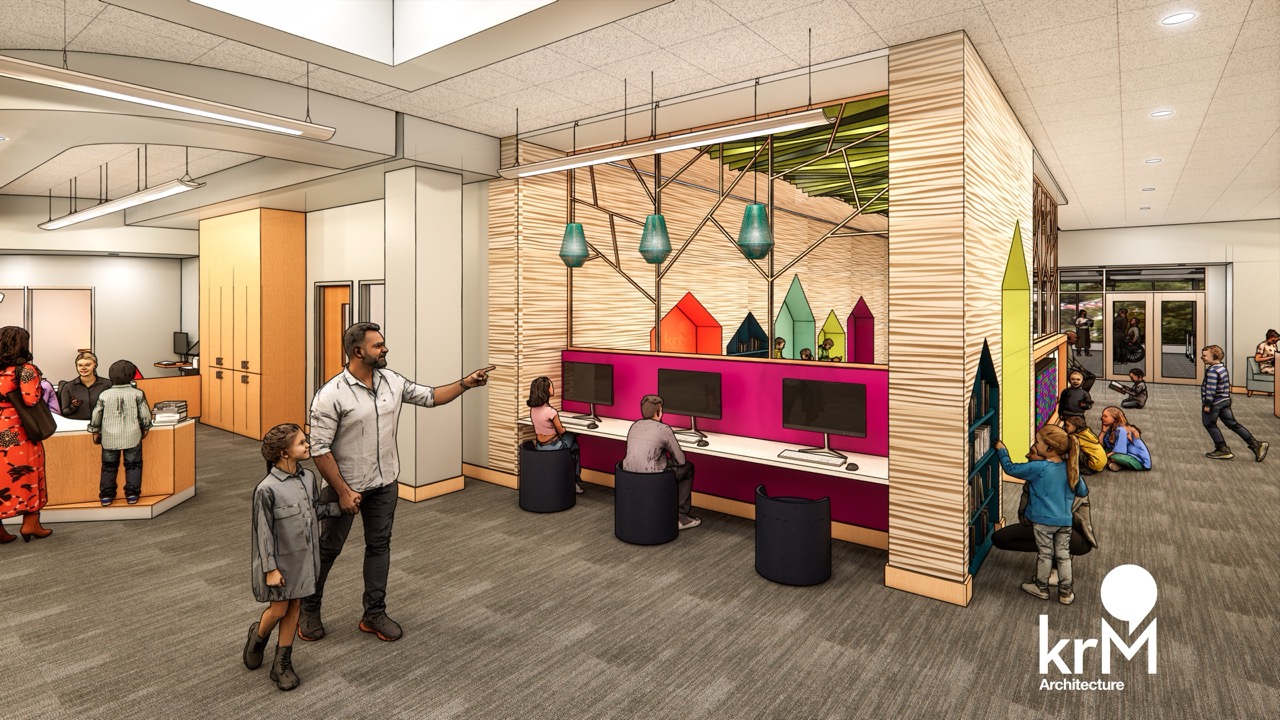 HEPL Rendering 01 1 Large rendering of library area