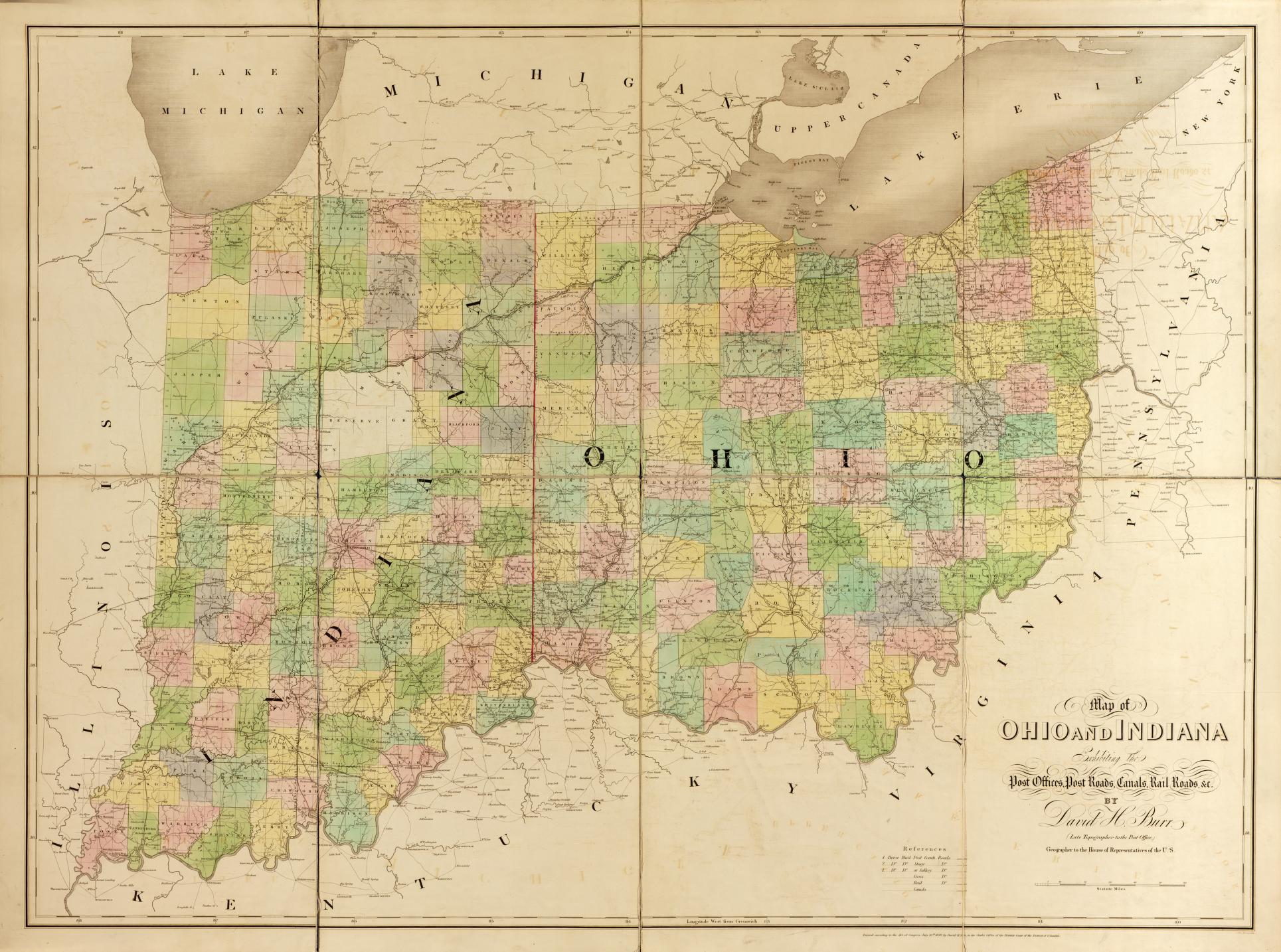 The American atlas, exhibiting the post offices, post roads, rail roads, canals, and the physical & political divisions of the United States of North America