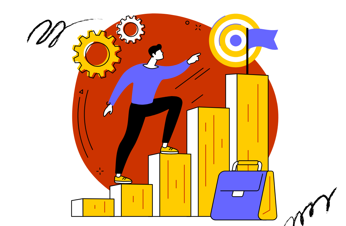 man climbing career steps