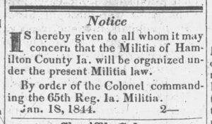 Militia notice in the newspaper
