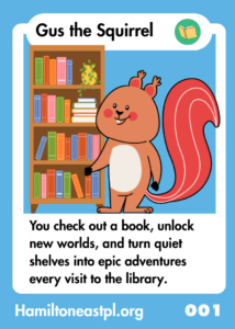 Trading card featuring squirrel