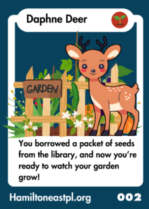 Trading card featuring deer