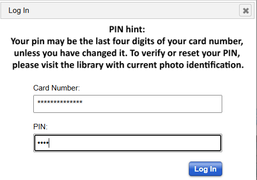 My account login screen