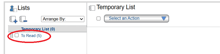 To Read button in My Lists