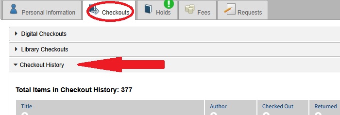 Checkout History tab