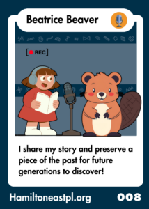 Trading card featuring beaver