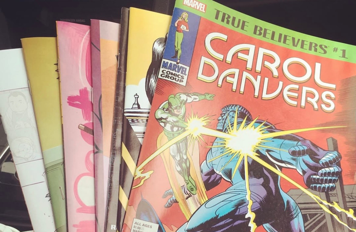 stack of comic books