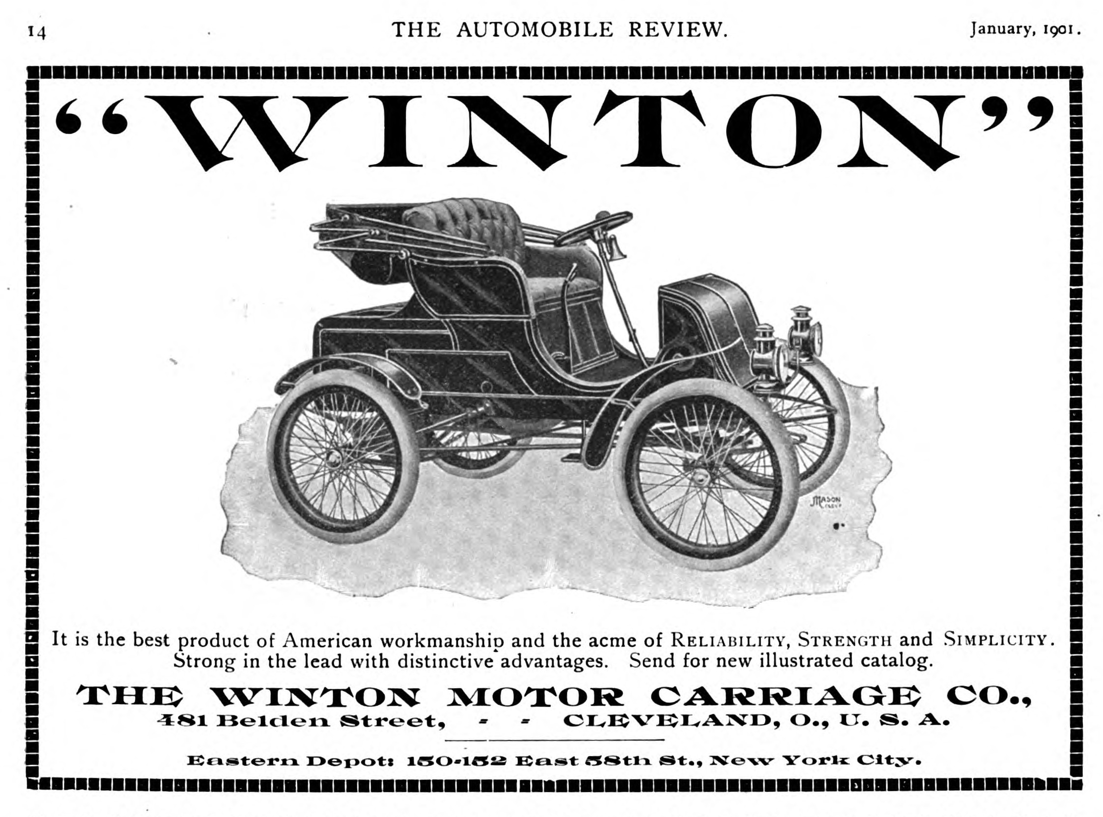 Newspaper image of early automobile