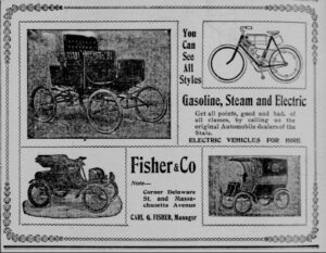 Newspaper image of early automobile