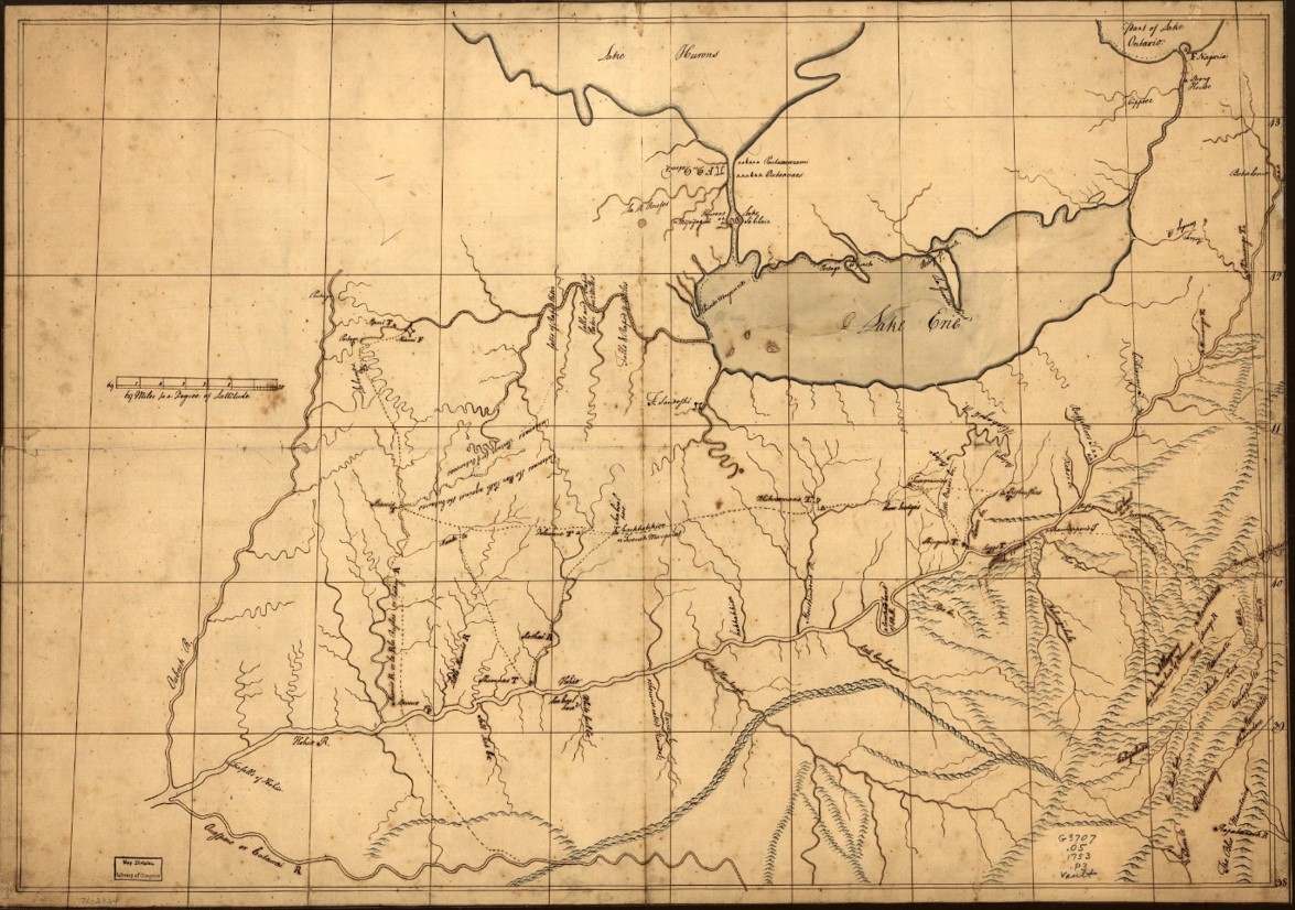 1753 Fur trader’s map of the Ohio Territory