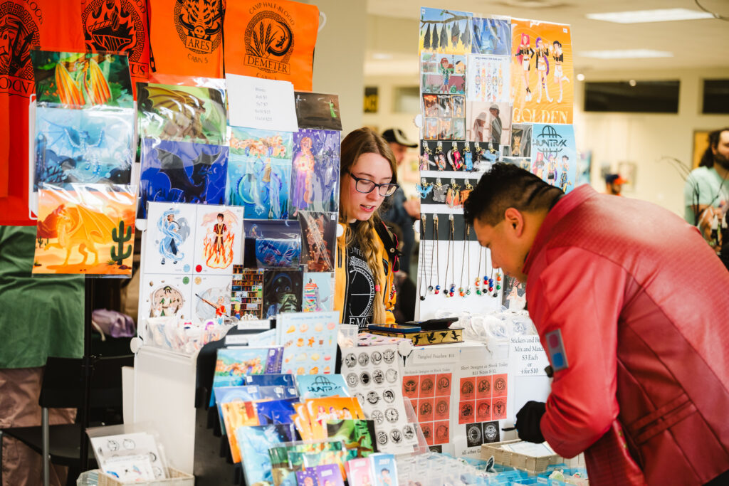 customer shopping at artist booth