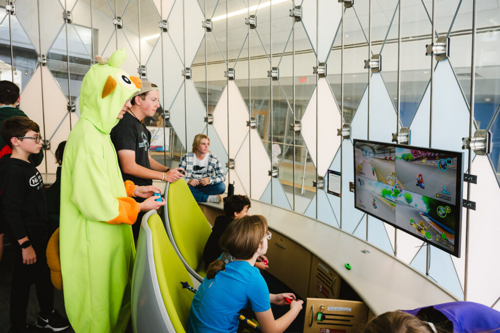 teens playing video games